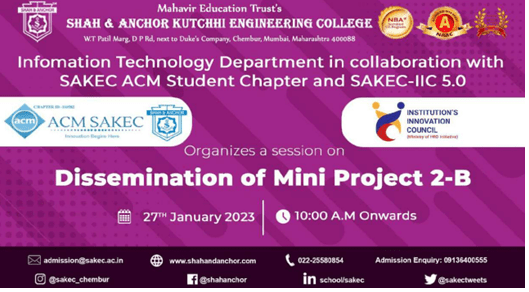 Dissemination TE Mini Project 2B Shah & Anchor Kutchhi Engineering College