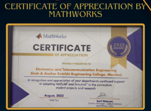 Certificate of Appreciation – MathWorks (2023 Award) Shah & Anchor ...