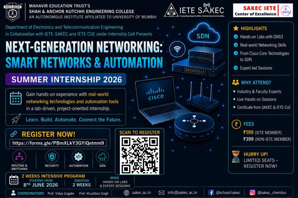 Sakec Header NEXT-GENERATION NETWORKING: SMART NETWORKS AND AUTOMATION – SUMMER ...